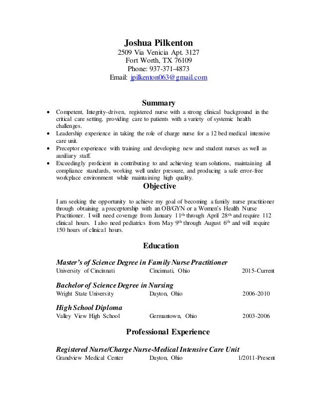 Nursing resume for graduate school admission