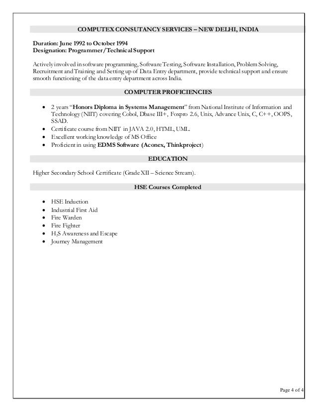 document control resume