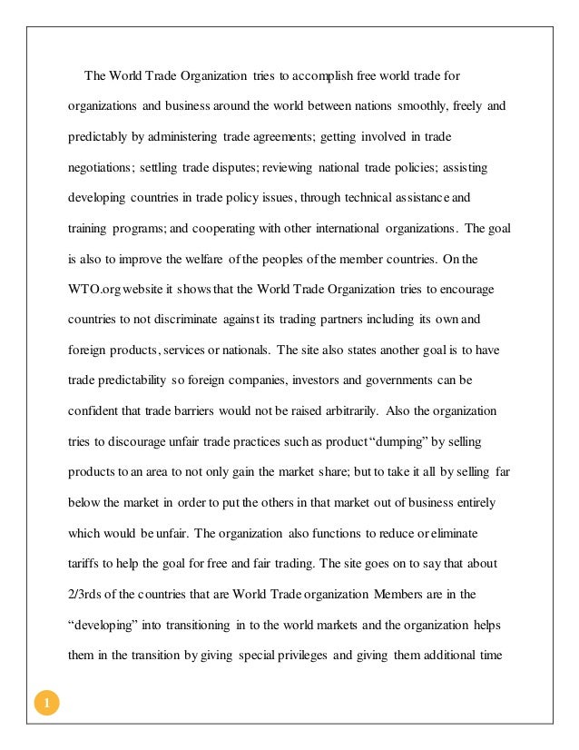 World trade organization essay