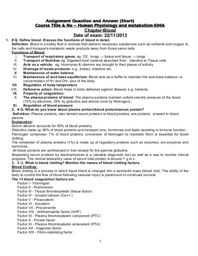 essay questions in human physiology essay questions in human physiology