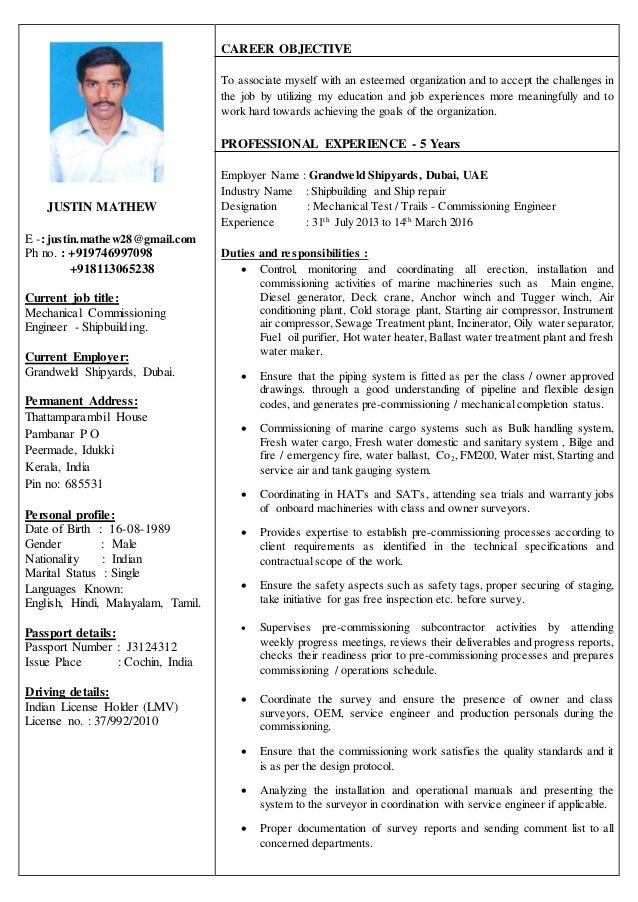 resume for oil and gas industry