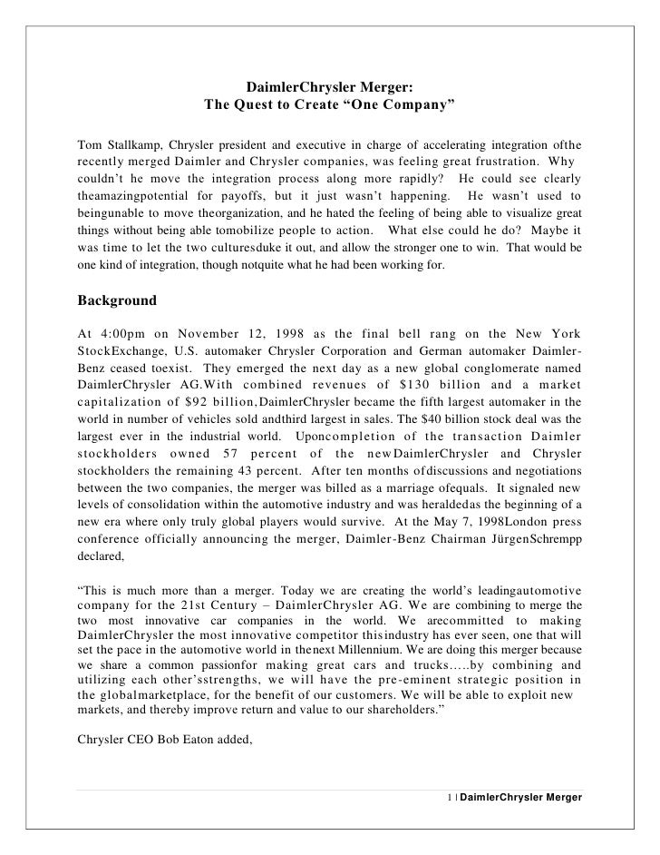 the daimler chrysler merger a new world the daimler chrysler merger a new world