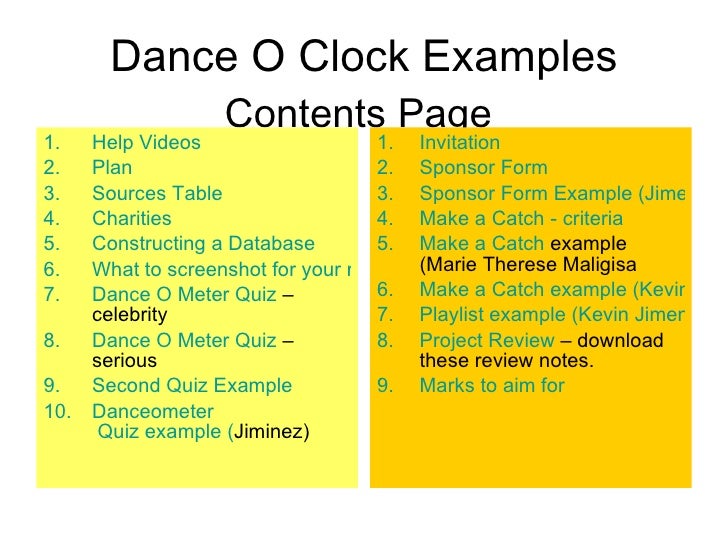 Dance O Clock Examples