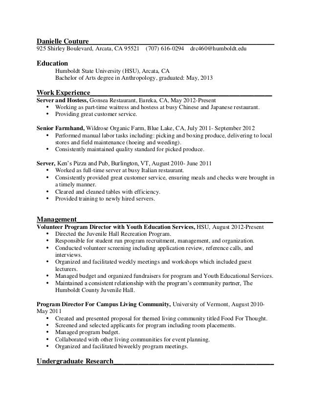 hostess responsibilities resumes
