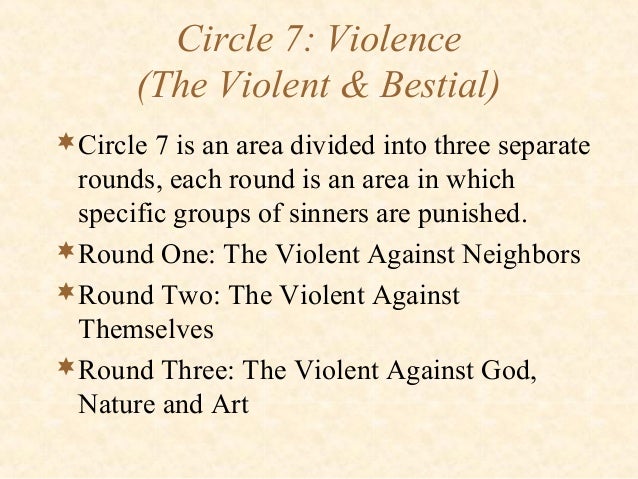 the second round of the seventh circle of hell This first part is dante’s journey through the nine circles of hell, guided by the poet virgil at the beginning of the story, a woman, beatrice, calls for an angel to bring virgil to guide and aid dante in his journey so that no harm will befall him after making their way through all nine . the second round of the seventh circle of hell This first part is dante’s journey through the nine circles of hell, guided by the poet virgil at the beginning of the story, a woman, beatrice, calls for an angel to bring virgil to guide and aid dante in his journey so that no harm will befall him after making their way through all nine .
