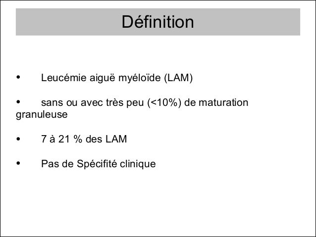 Leucémie Myéloïde Aiguë Pronostic