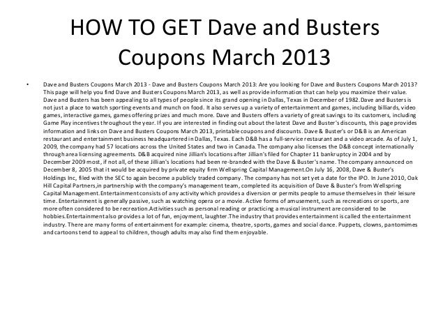 Dave n busters coupons