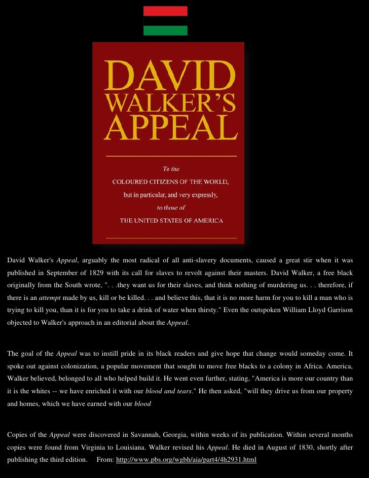 david walkers appeal david walkers appeal