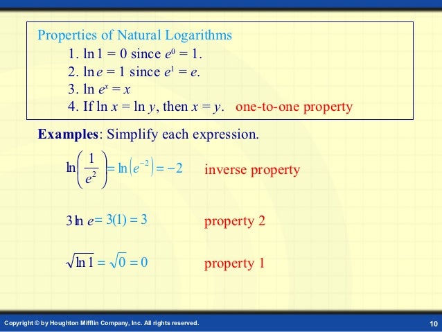 Use The Properties Of Natural Logarithms To Simplify The Function Use The Properties Of Natural Logarithms To Simplify The Function