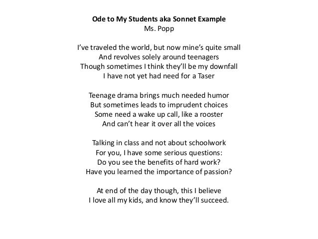 sonnet examples by students about family