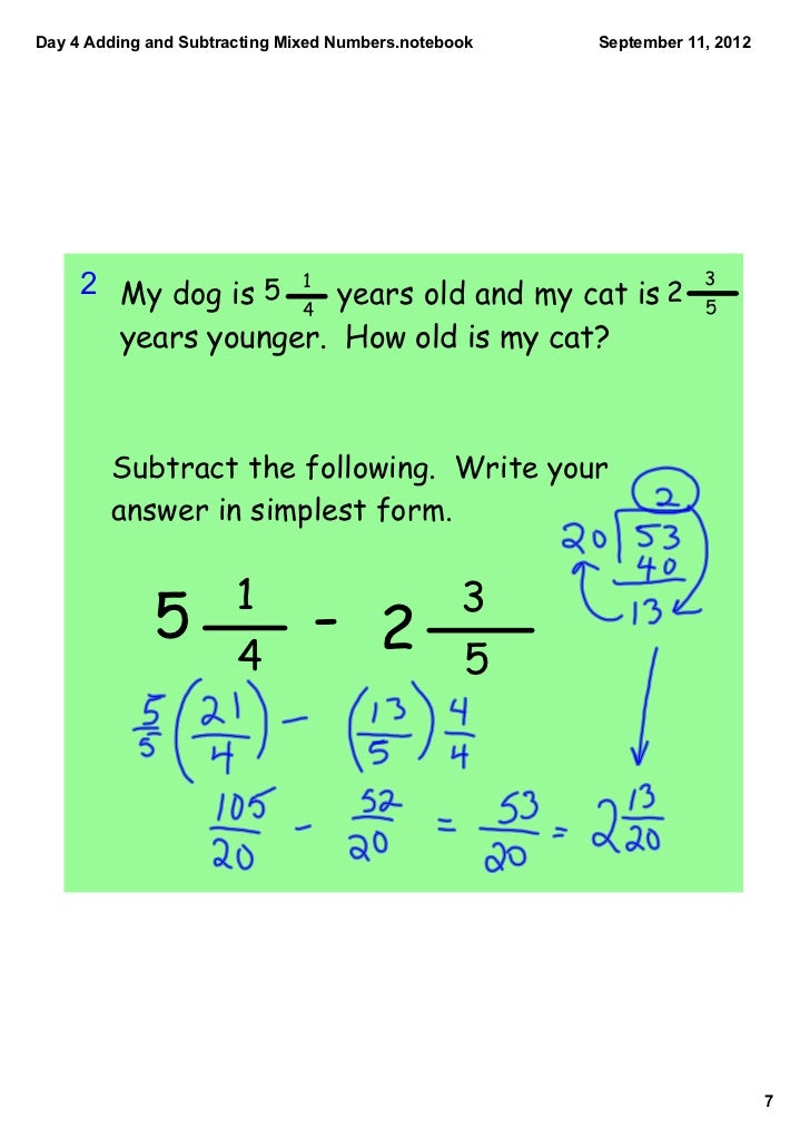 Mixed number in simplest form worksheet image