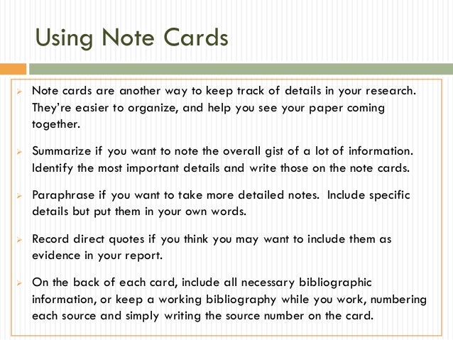 How to organize a research paper using notecards