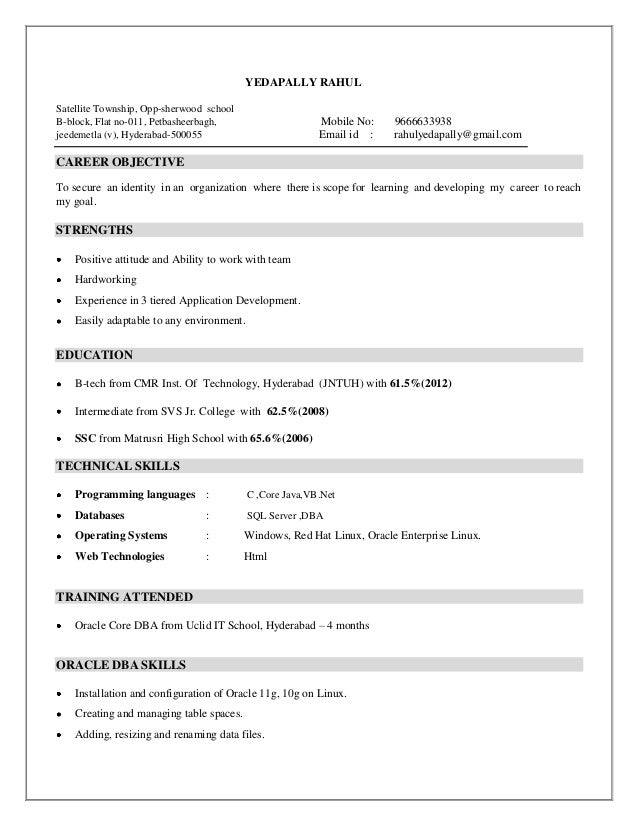 Java oracle resume