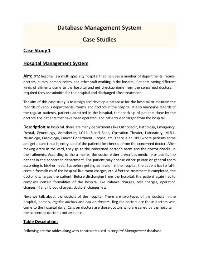 case study dbms project