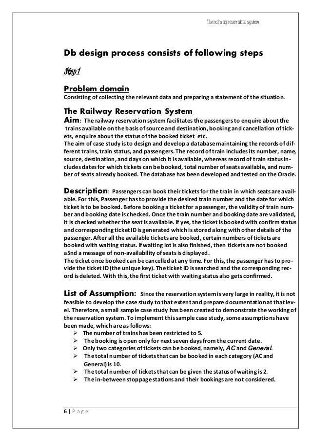 use case study of railway reservation system Modernization of passenger reservation system: indian railways dilemma case solution, this case concerns the educational challenges faced by technology managers at. use case study of railway reservation system Modernization of passenger reservation system: indian railways dilemma case solution, this case concerns the educational challenges faced by technology managers at.