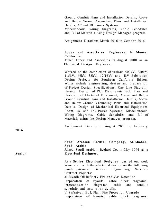 electrical design engineer resumes