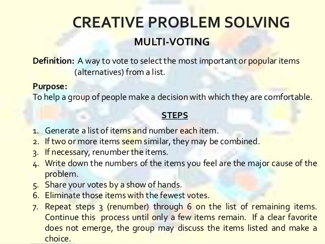 essay on creative problem solving So when should we use a group to address a particular problem and what are the major advantages and disadvantages of problem solving: the creative energy of. essay on creative problem solving So when should we use a group to address a particular problem and what are the major advantages and disadvantages of problem solving: the creative energy of.