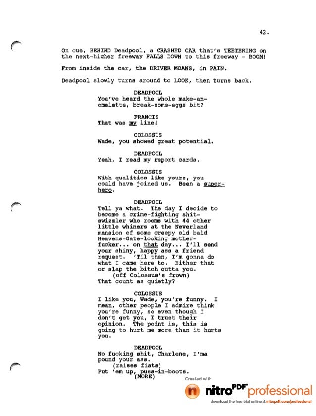 deadpool leaked script under fontanacountryinn com deadpool leaked script