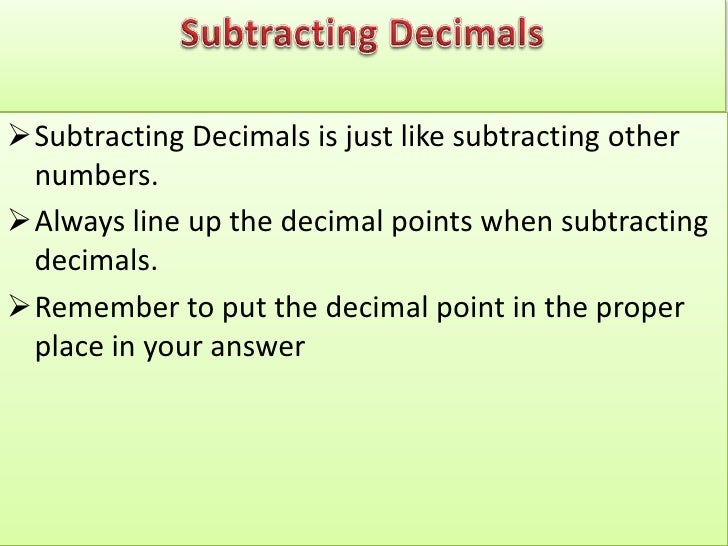 Problem Solving In Decimals