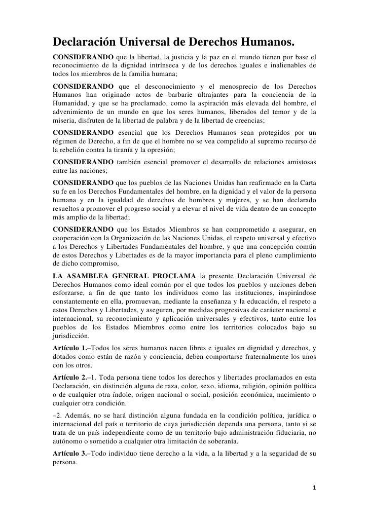Declaraci n universal de los derechos humanos ONU