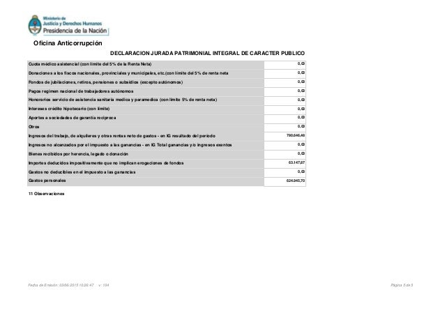 11 Observaciones Cuota médico asistencial (con limite del 5% de la Renta Neta) 0,00 Donaciones a los fiscos nacionales, pr...