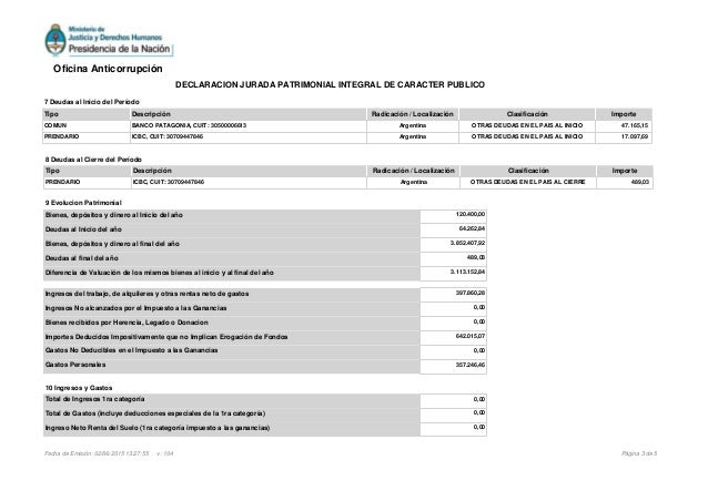 9 Evolucion Patrimonial Bienes, depósitos y dinero al Inicio del año 120.400,00 Deudas al Inicio del año 64.262,84 Bienes,...