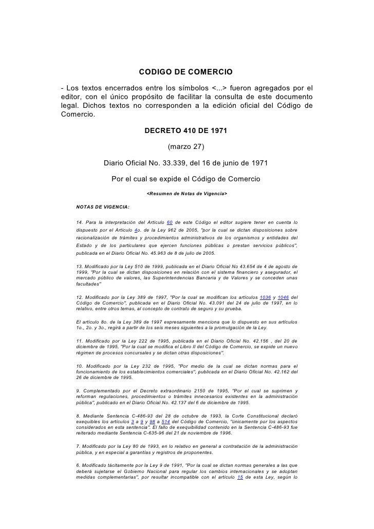 Colombia Codigo de Comercio PDF