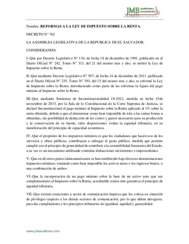 LA LEY DE IMPUESTO SOBRE LA RENTA la ley de impuesto sobre la renta: