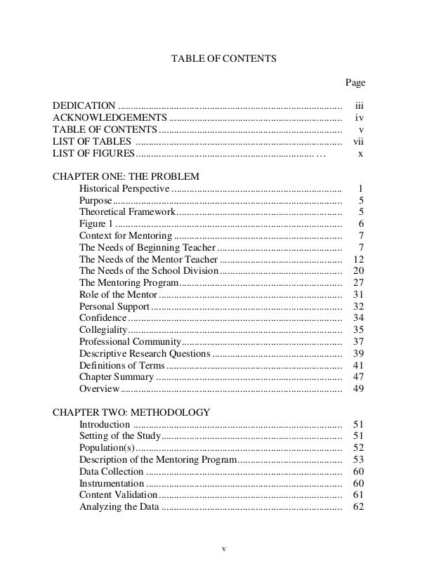 essay table of contents