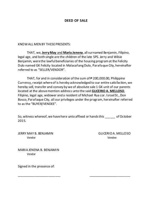 Deed Of Sale Sample deed-of-sale-sample