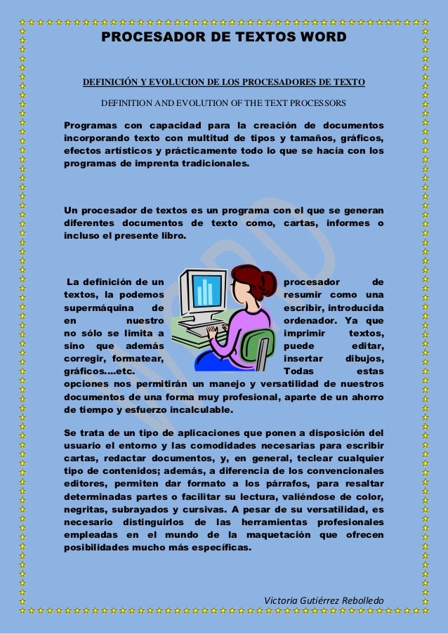 HISTORIA DE PROCESADOR DE PALABRAS historia de procesador de palabras:
