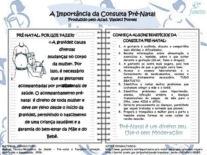 Exames pre natal ministerio da saude
