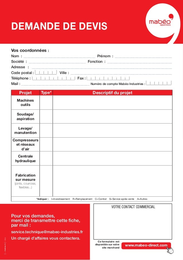 Demande de devis services aux industries