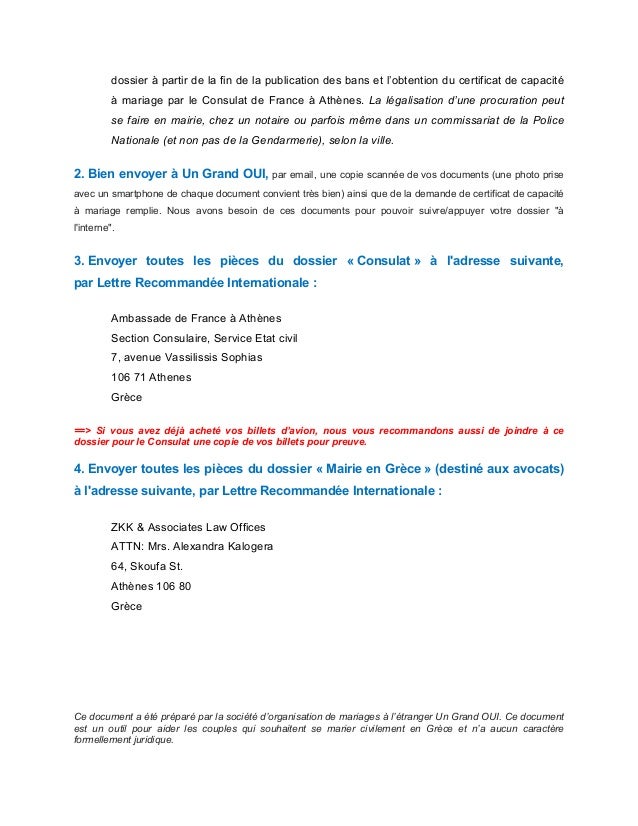 certificat de contrat de mariage