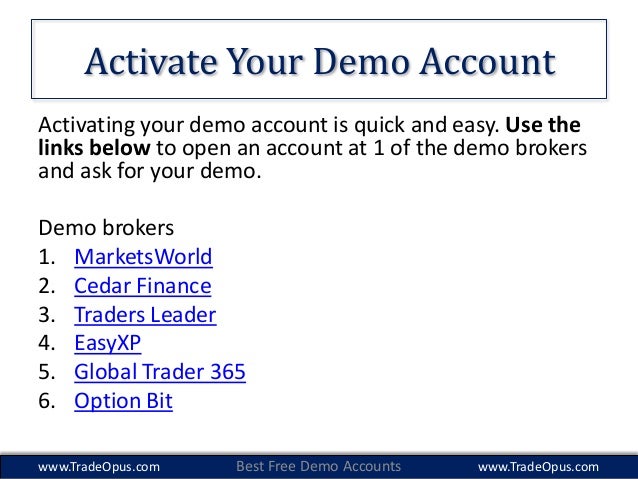 binary option demo account online free no deposit