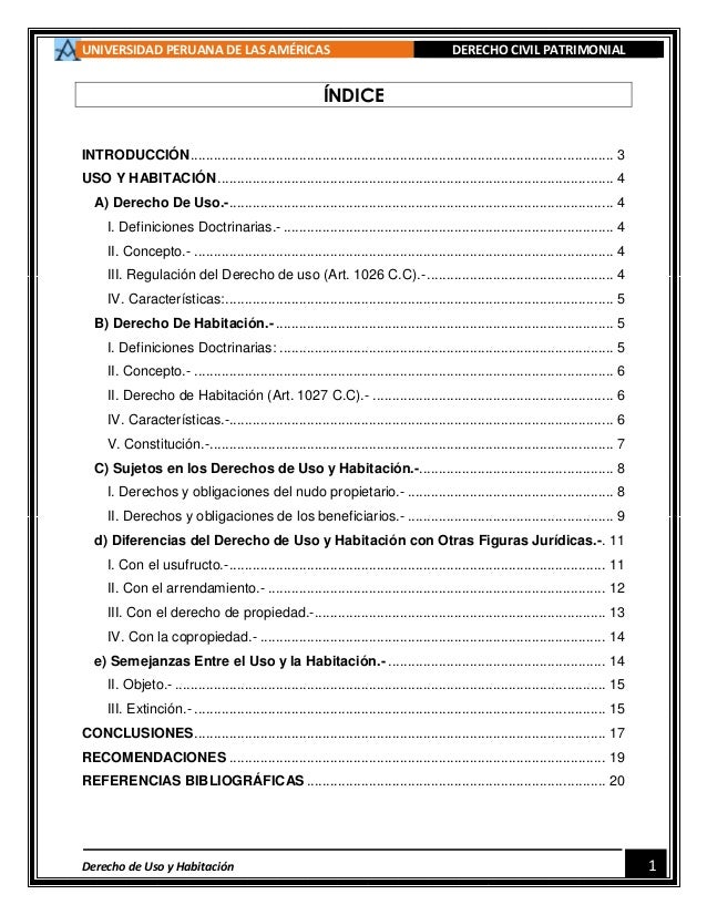 Derecho real de uso y habitacion