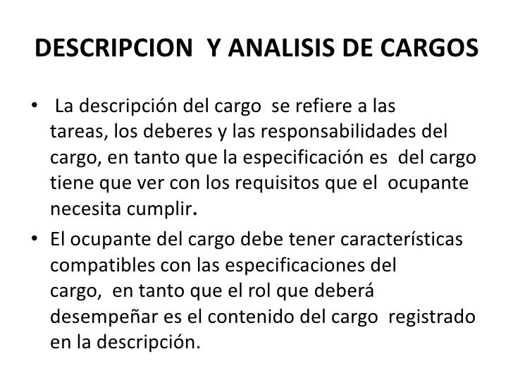 Descripcion Y Analisis De Cargos