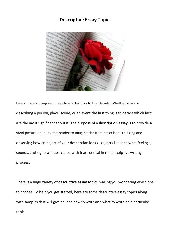 Descriptive essay topic ideas