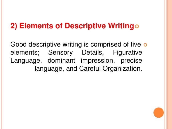 Example of an outline for a descriptive essay