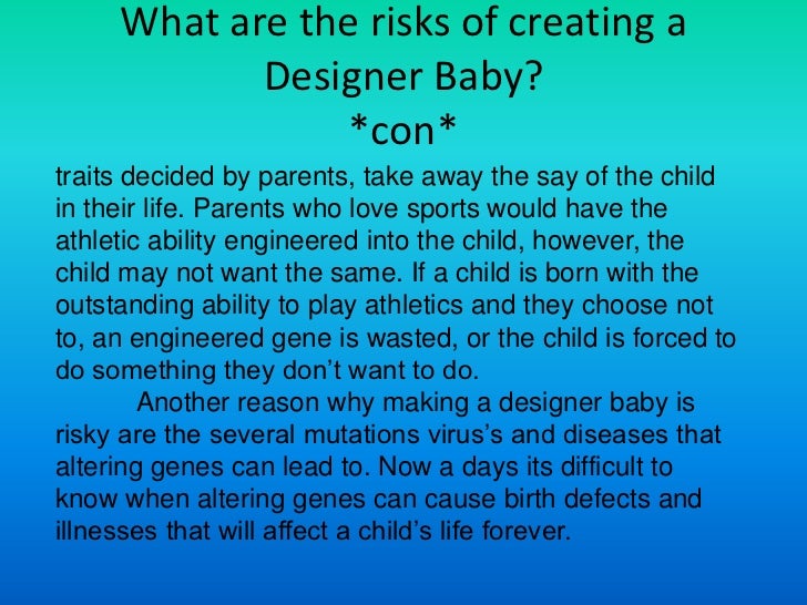 the pros and cons of designer babies