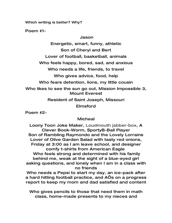 Details to the auto bio poem Details to the auto bio poem