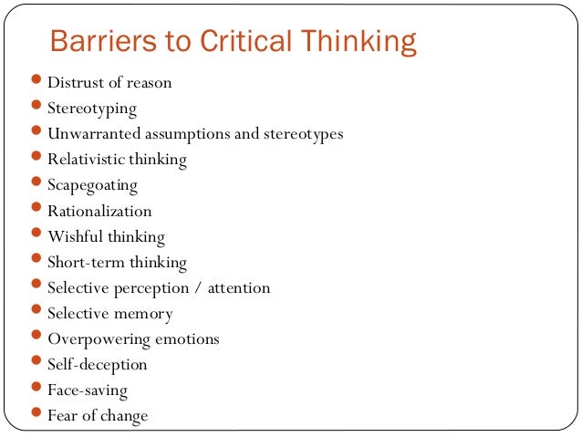 Developing critical thinking skills ppt