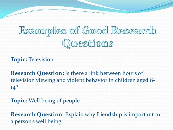 Developing a Research Question