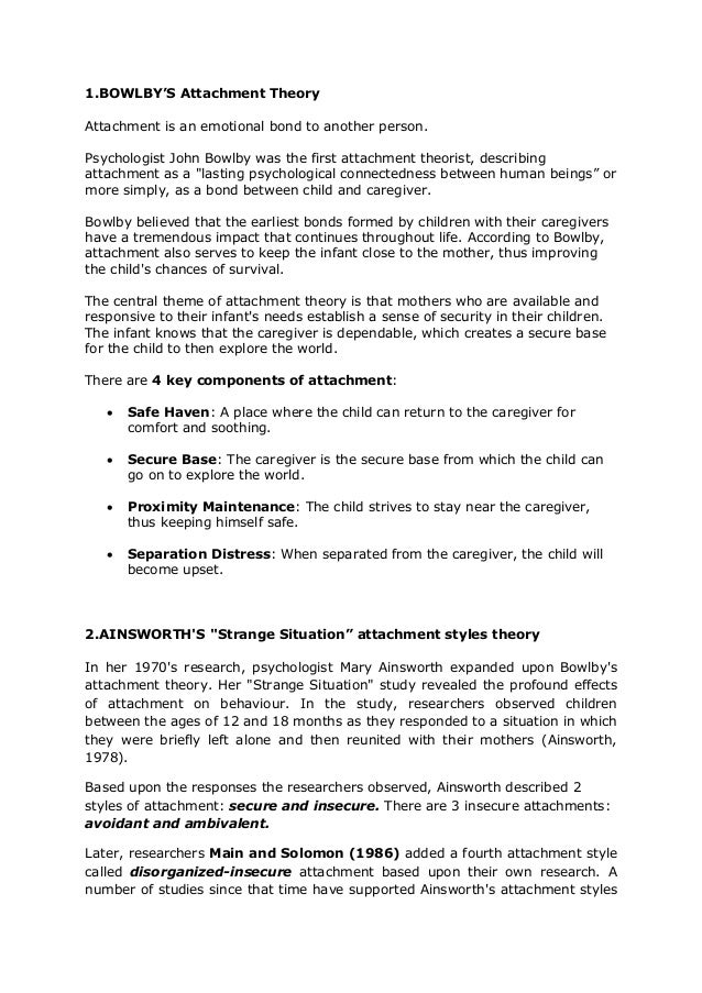 Essay on attachment theory