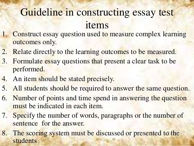 Guidelines for writing essay test