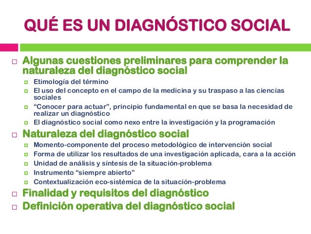 Que Es Un Diagnostico Trabajo Social
