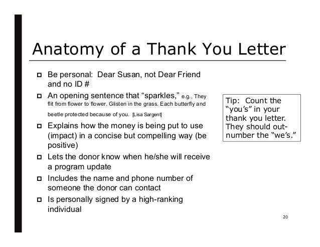 Thank You Letter Opening 20. Anatomy of a Thank You Letter ...