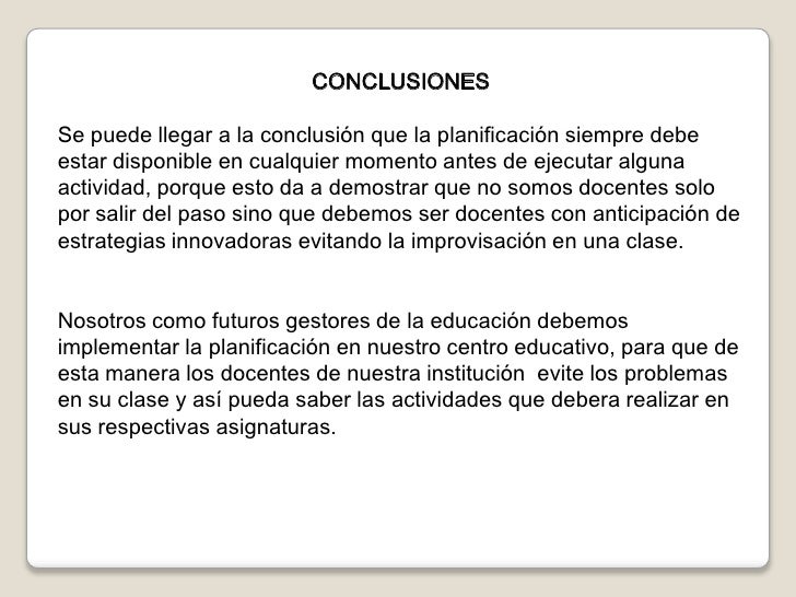 Conclusion De Un Plan De Clase