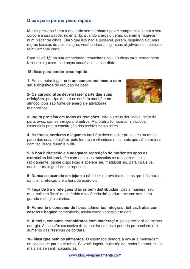 Dicas Para Perder Peso Mais Rapido