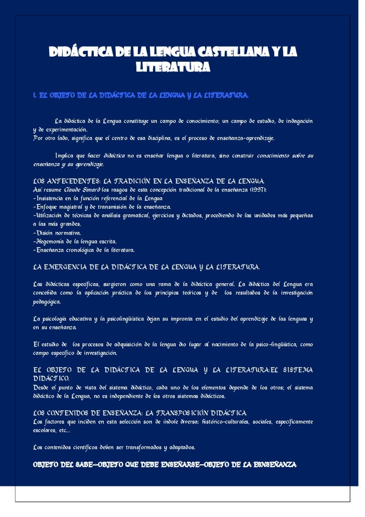 A LA DIDACTICA DE LA LENGUA a la didactica de la lengua: